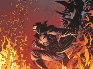 Batman standing fire hands hips - a batman free wallpaper