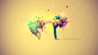Man handstand knees paint splatters - his knee free wallpaper for desktop