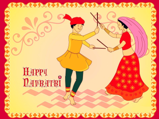 Couple dancing happy navratri message - happy free wallpaper