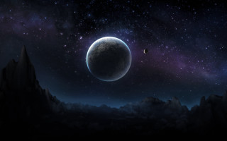 Planet two planets mountain range - two planet free wallpaper