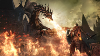 Man dragon fire castle flames - dark soul free wallpaper