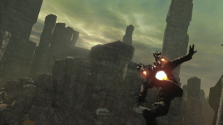 Man jumping light stone city - a video game scene free wallpaper
