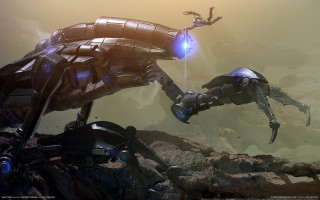 Sci fi robot battle desert - a sci free wallpaper for desktop