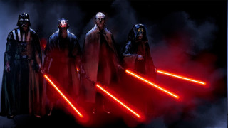 Costumed people lightsabers faces arms 3 - a line free wallpaper