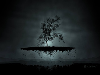 Surreal tree hill moon branch - surrealism free wallpaper