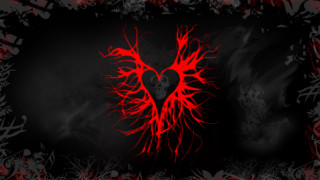 Red heart black background red - swirl free wallpaper