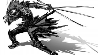 Person sword armor white background - shadow free wallpaper