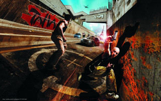 Two men playing game graffiti - a game free wallpaper