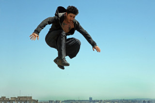 Man flying skateboard city park - chafik charobim free wallpaper