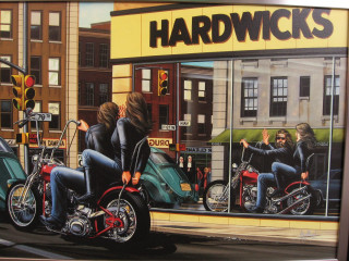 Motorcycles women city scene fantastic - oil painting free wallpaper
