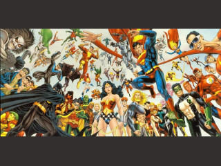 Colorful costume diverse group people - alex ross free wallpaper