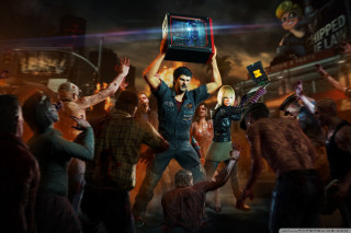 Man holding box zombies city - doc hammer free wallpaper
