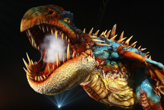 Large colorful dragon statue mouth - dragon! free wallpaper for desktop