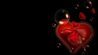 Heart bubbles black background red - bubble free wallpaper