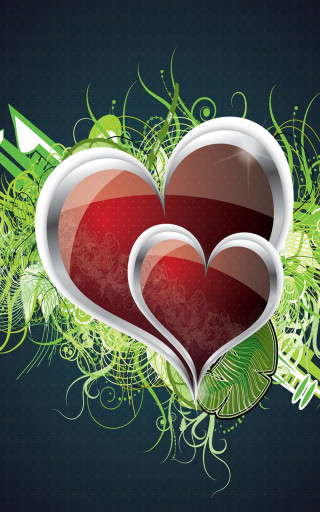 Hearts leaves arrows blue background - david martin free wallpaper for mobile