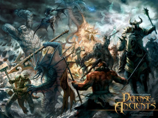 Battle group demon front back - free fantasy wallpaper
