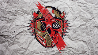 Red black mask background design - sharp free wallpaper