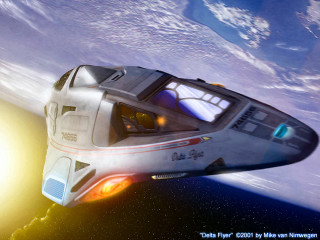 Futuristic vehicle flying sky bright - its side free wallpaper