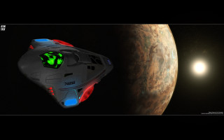 Spaceship planet green light red - green light free wallpaper