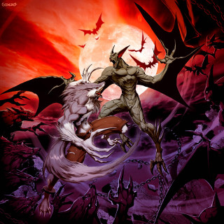 Demonic demon attack red sky - free fantasy wallpaper for tablet