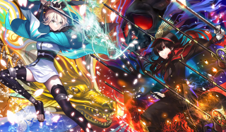 Anime characters swords demon fireworks - ufotable free wallpaper