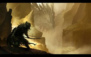 Dragon sword man suit sword - a painting of a dragon free wallpaper for desktop