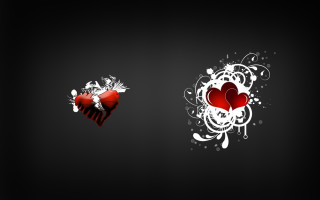Two hearts floral black background - abstract art free wallpaper