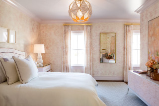 Bedroom bed with comfortable bedding 3 - dresser free wallpaper