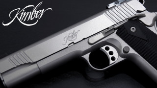 Silver gun black background white - a white logo free wallpaper