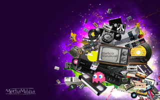 Old electronics tv purple space - retro free wallpaper