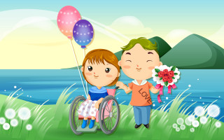Boy wheelchair bouquet girl balloon - balloon free wallpaper for desktop