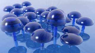 Blue glass balls tabletop blue 2 - ray free wallpaper for desktop