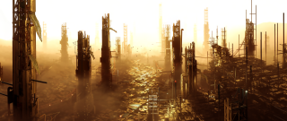 Futuristic cityscape bridge river sunset - cryengine free wallpaper for desktop