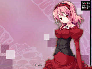 Woman red dress pink hair - dark background free wallpaper for desktop