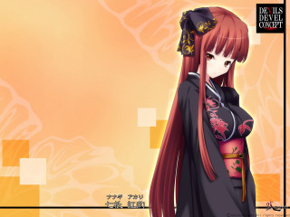 Anime character red hair black - a black outfit free wallpaper for desktop