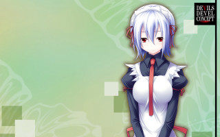 Woman white hair tie green - square free wallpaper