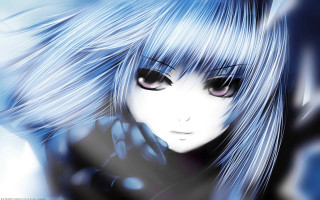 Anime girl blue hair black 10 - black glove free wallpaper