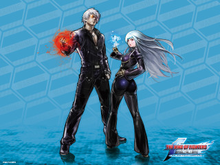 Anime couple characters blue background 4 - neogeo free wallpaper