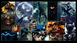 Batman collage comic characters glowing - comic book free wallpaper