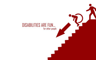 Man climbing stairs red arrow - fun free wallpaper
