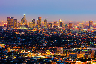 City skyline night lights buildings 3 - elbridge ayer burbank free wallpaper