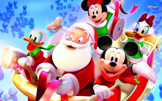 Cartoon characters sleigh Santa Disney - a group of cartoon characters free wallpaper