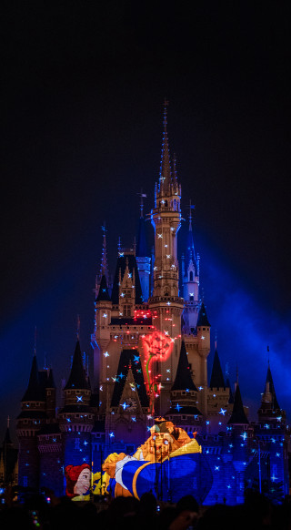 Castle lit up night flag - free new year wallpaper for mobile