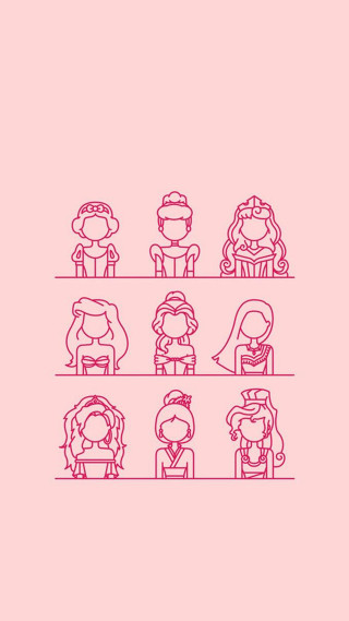 Line drawing people sitting shelf - character free wallpaper for mobile