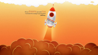 Rocket ship flying clouds dreams - sky free wallpaper