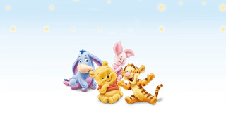 Winnie the pooh friends sitting 3 - a white surface free wallpaper