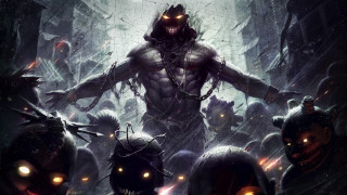 Demonic men dark forest glowing - a dark forest free wallpaper