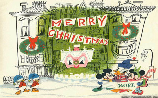 Mickey mouse christmas card building - free christmas wallpaper
