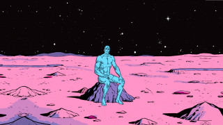 Man sitting rock desert stars 2 - dave gibbons free wallpaper