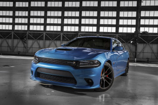 Blue dodge charger garage window - a large window behind free wallpaper